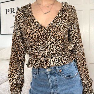 Leopard Print Long Sleeve Blouse